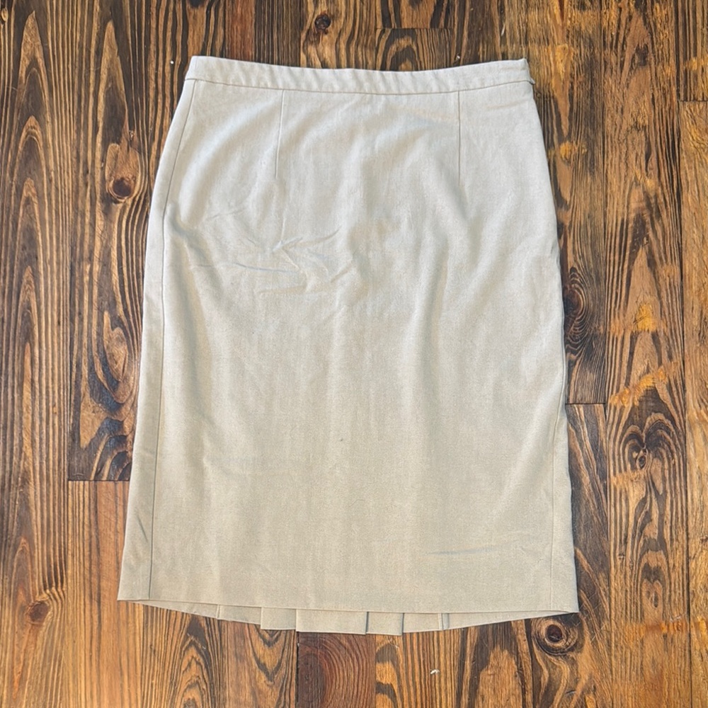 Moda International Tan Pencil Back Pleat Skirt Knee-Length